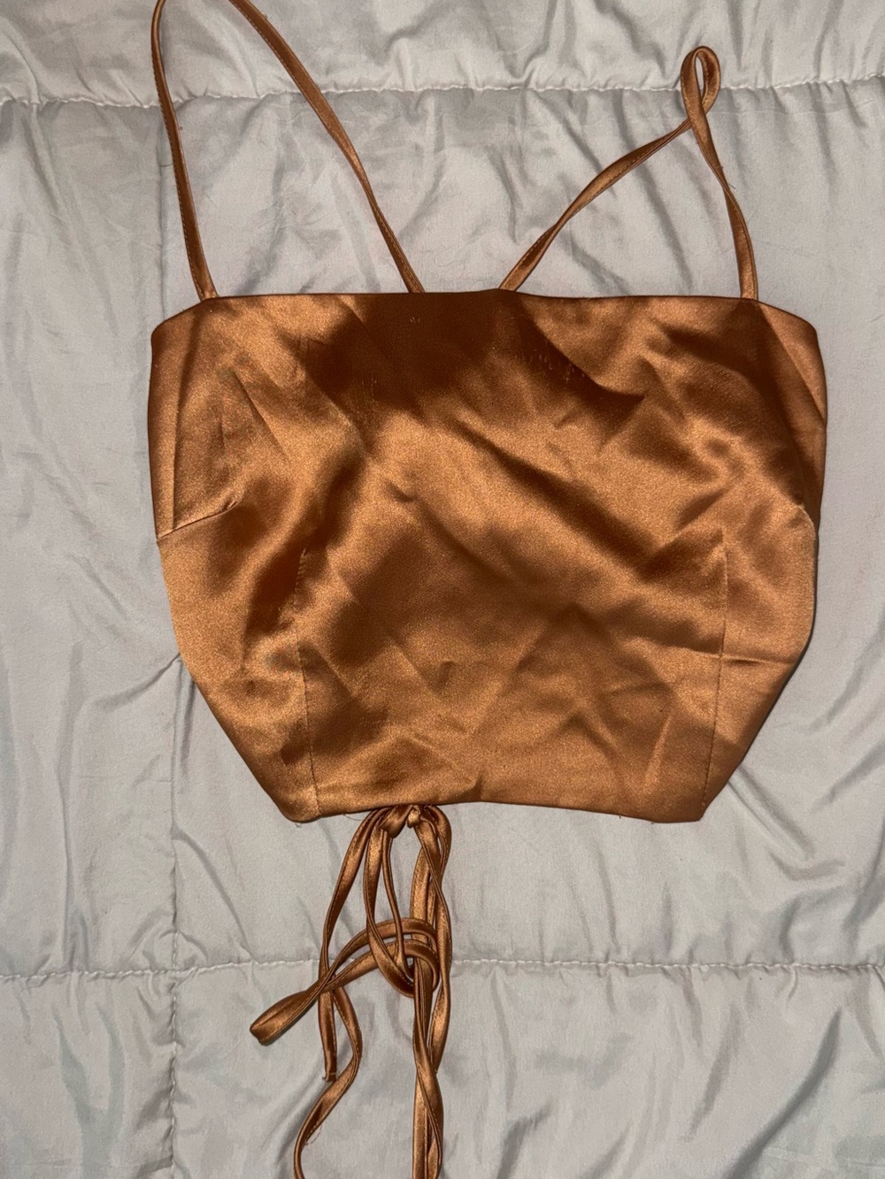 Forever 21 Bronze Satin Cropped Cami Top